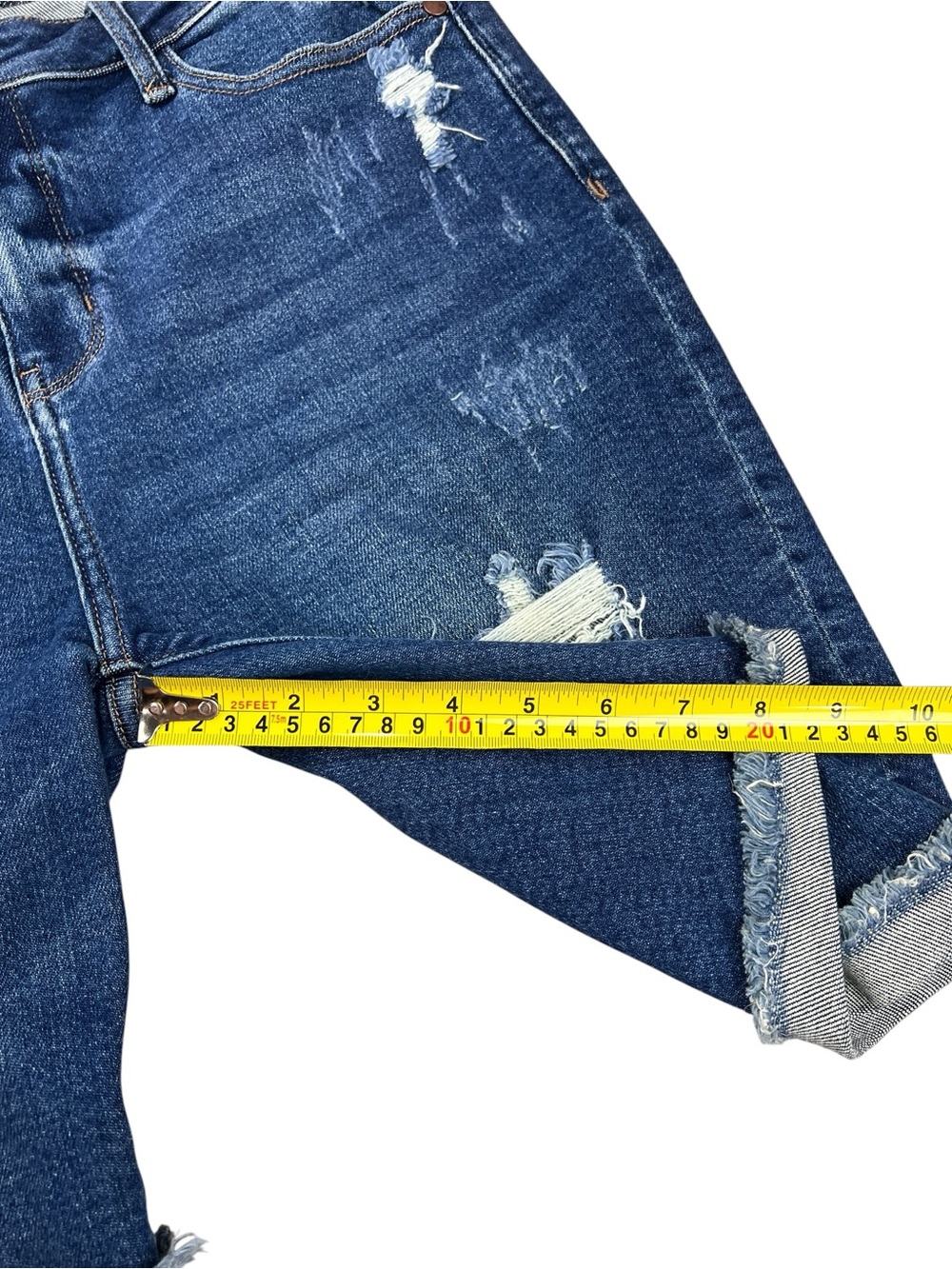 Judy Blue Shorts Women Large bermuda Distressed Denim Rolled Cuff Casual Stretch - Picture 10 of 10